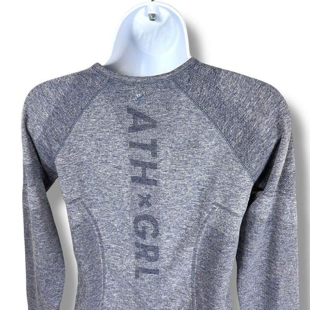 Athleta Girl Top Kids 12 Large Blue Heathered Long Sleeve Tech Thumb Holes